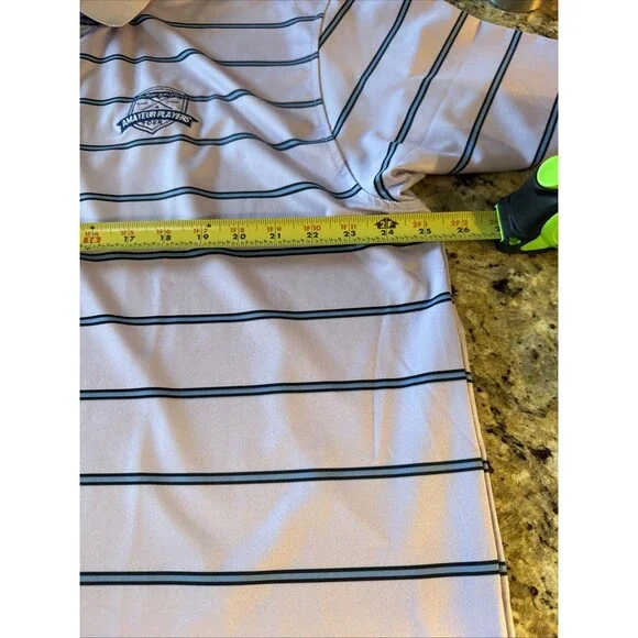 Turtleson Polo Shirt Mens XL Purple Blue Stripe Tour Performance Golf Stretch - Picture 7 of 9